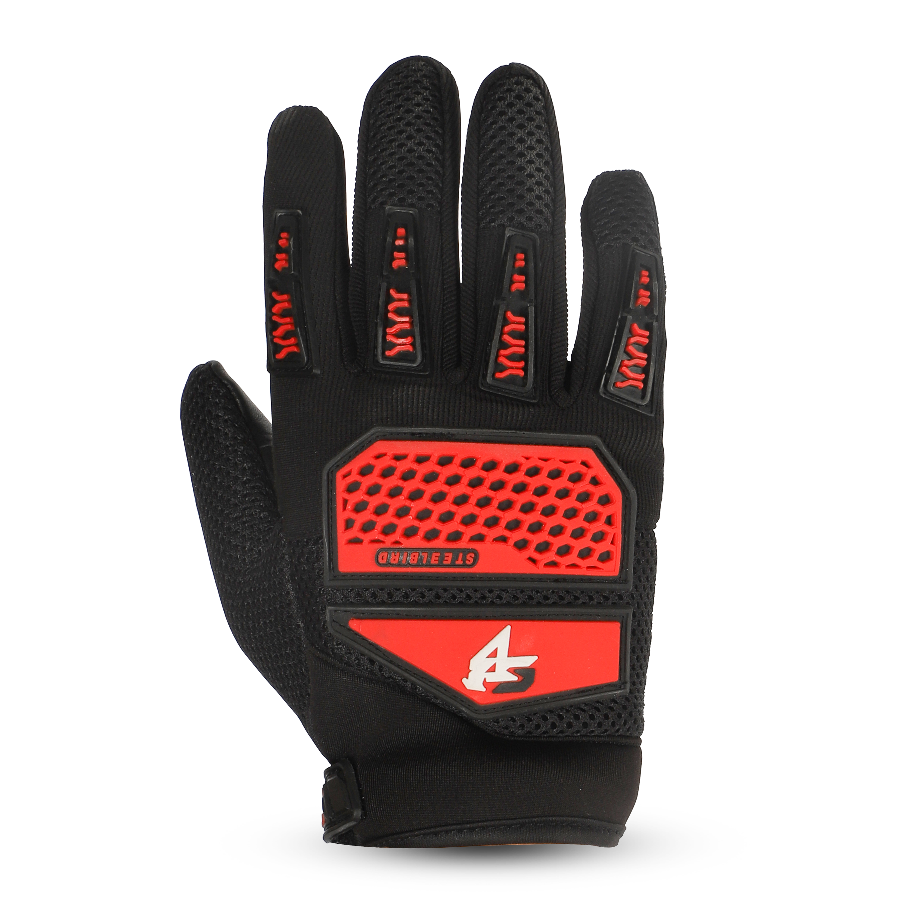 Steelbird Rider-Pro Full Finger Gloves- Red